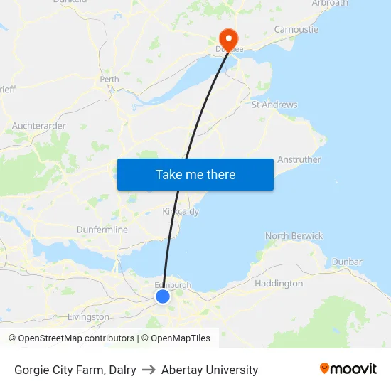 Gorgie City Farm, Dalry to Abertay University map