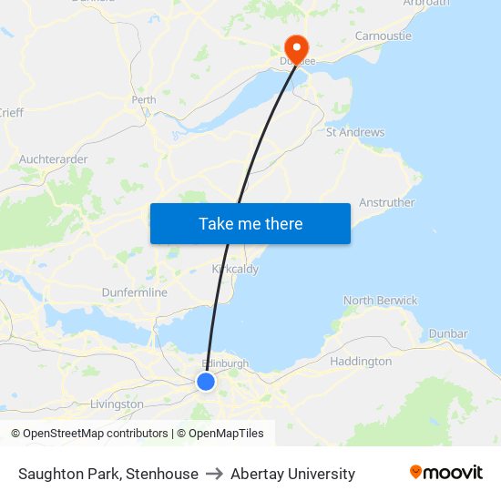 Saughton Park, Stenhouse to Abertay University map