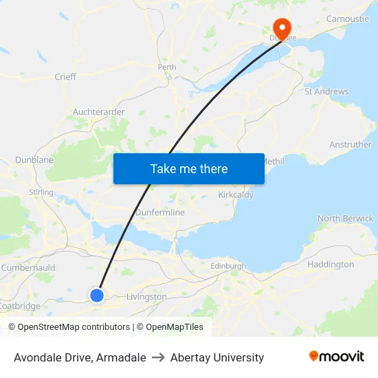 Avondale Drive, Armadale to Abertay University map