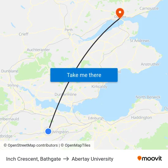 Inch Crescent, Bathgate to Abertay University map
