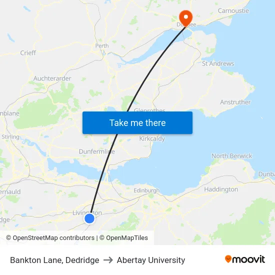 Bankton Lane, Dedridge to Abertay University map