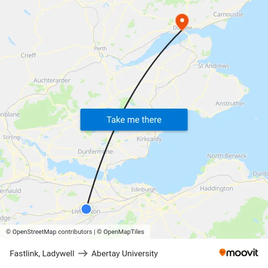 Fastlink, Ladywell to Abertay University map