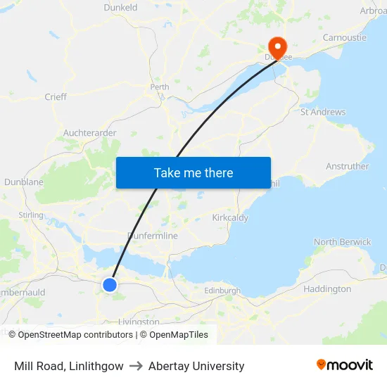 Mill Road, Linlithgow to Abertay University map