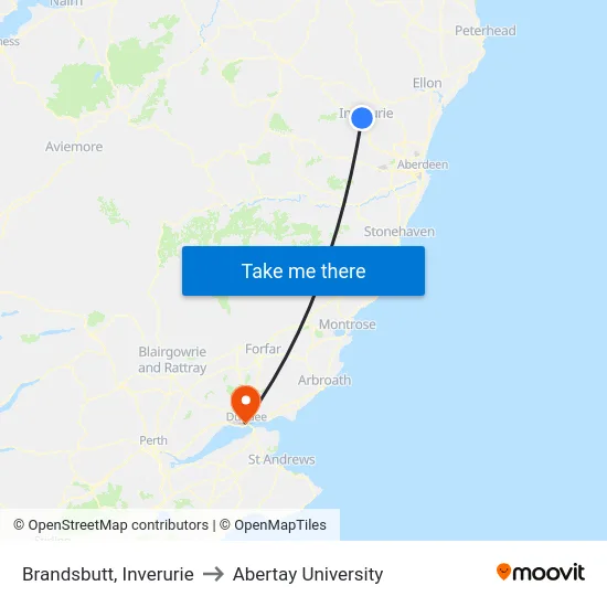 Brandsbutt, Inverurie to Abertay University map