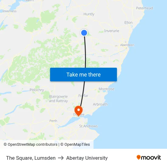 The Square, Lumsden to Abertay University map