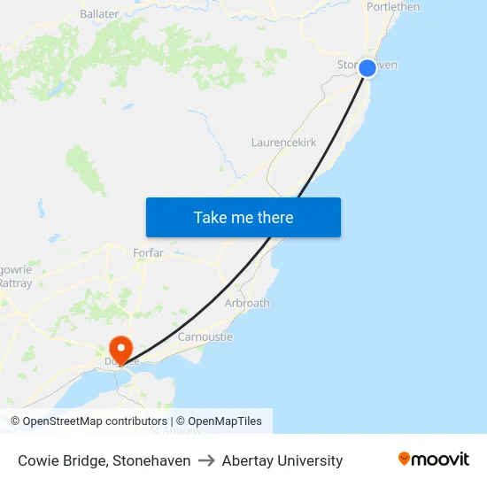 Cowie Bridge, Stonehaven to Abertay University map