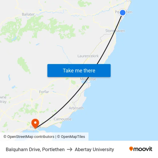 Balquharn Drive, Portlethen to Abertay University map