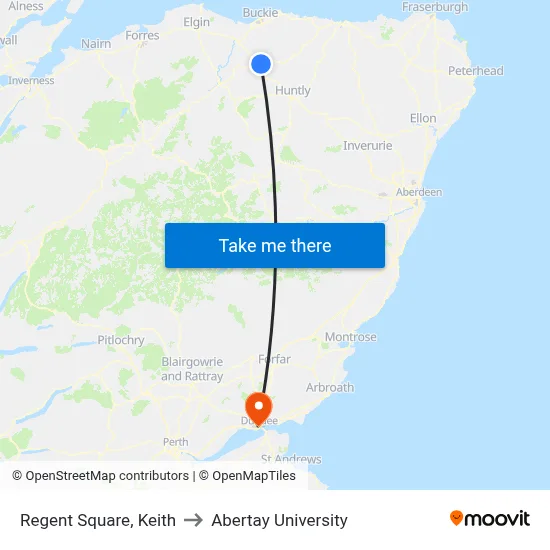 Regent Square, Keith to Abertay University map