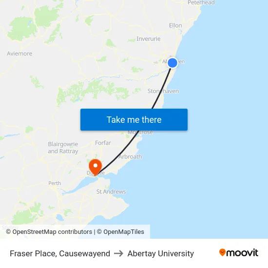 Fraser Place, Causewayend to Abertay University map