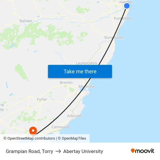 Grampian Road, Torry to Abertay University map