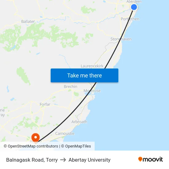 Balnagask Road, Torry to Abertay University map