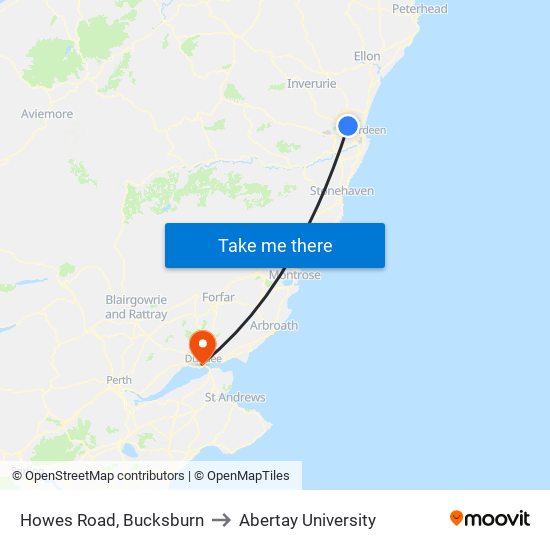 Howes Road, Bucksburn to Abertay University map