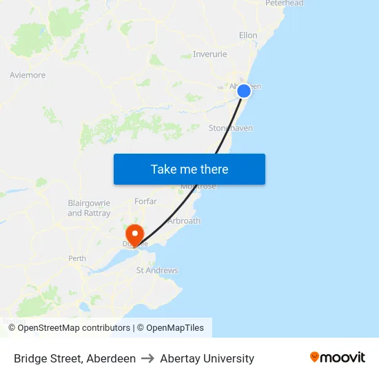 Bridge Street, Aberdeen to Abertay University map
