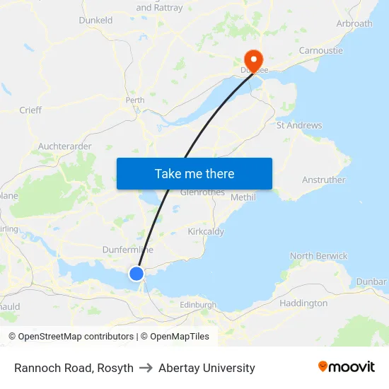 Rannoch Road, Rosyth to Abertay University map