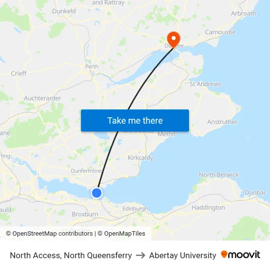 North Access, North Queensferry to Abertay University map
