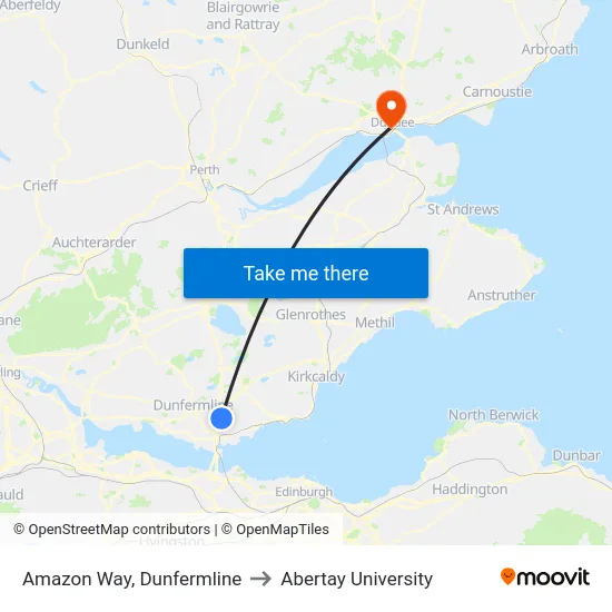 Amazon Way, Dunfermline to Abertay University map