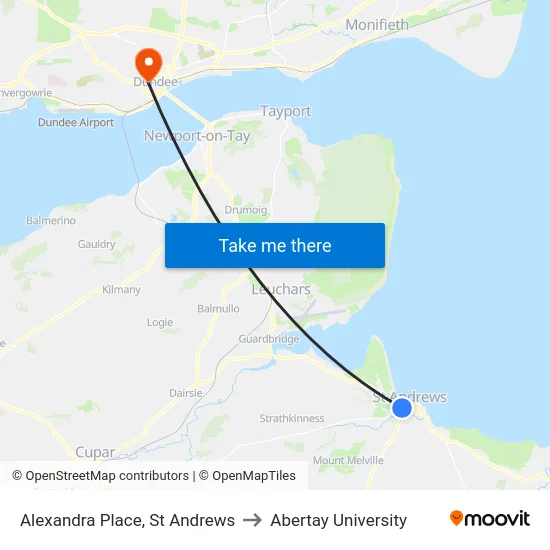 Alexandra Place, St Andrews to Abertay University map