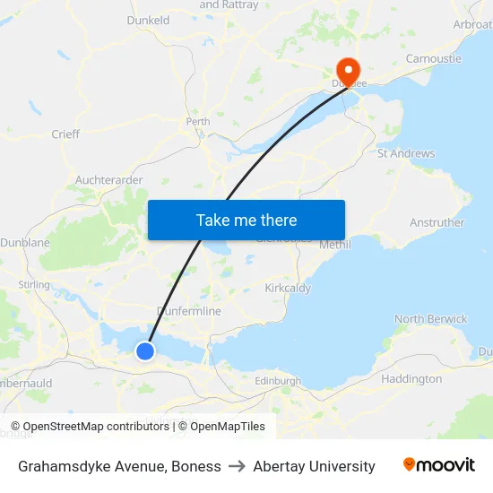 Grahamsdyke Avenue, Boness to Abertay University map
