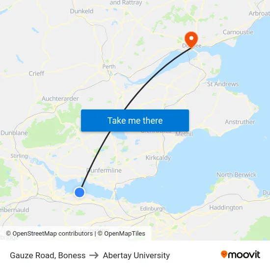 Gauze Road, Boness to Abertay University map