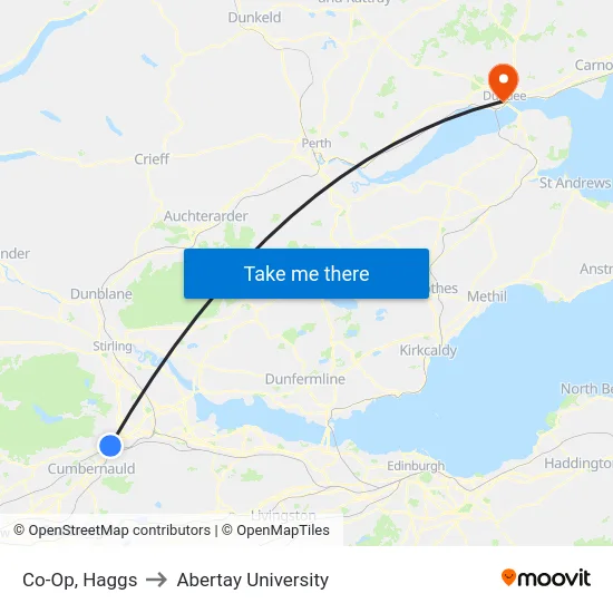 Co-Op, Haggs to Abertay University map