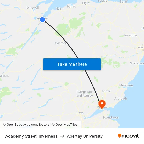 Academy Street, Inverness to Abertay University map
