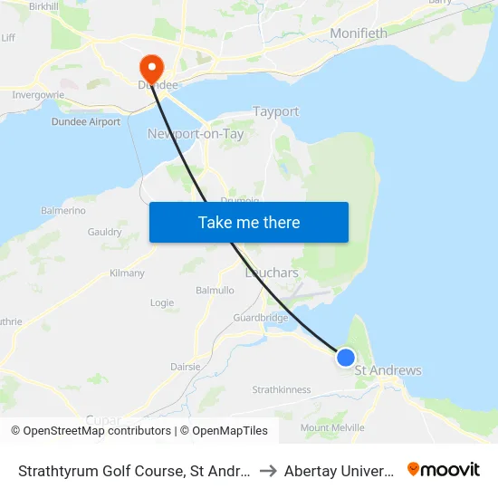 Strathtyrum Golf Course, St Andrews to Abertay University map