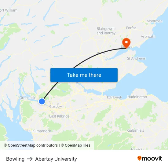 Bowling to Abertay University map