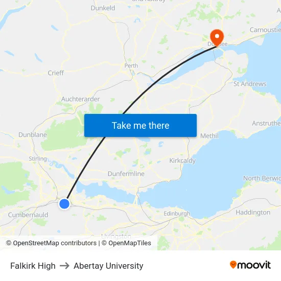 Falkirk High to Abertay University map
