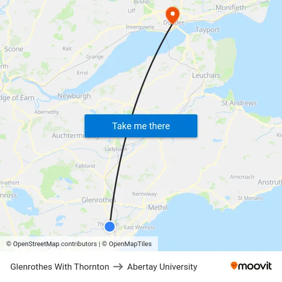 Glenrothes With Thornton to Abertay University map