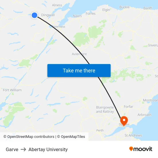 Garve to Abertay University map