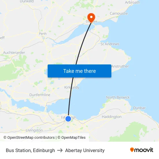 Bus Station, Edinburgh to Abertay University map