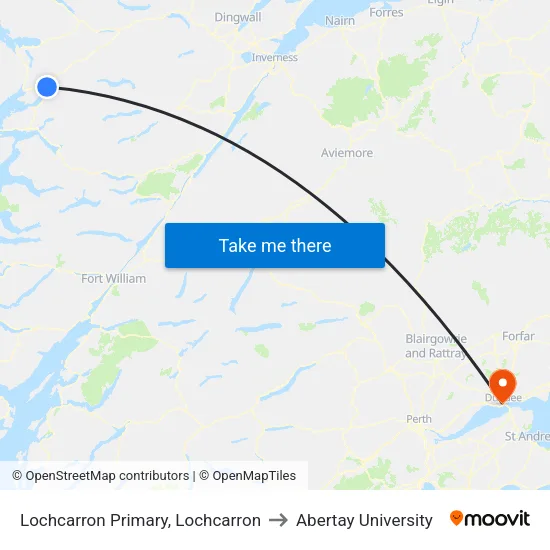Lochcarron Primary, Lochcarron to Abertay University map
