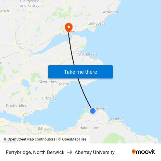 Ferrybridge, North Berwick to Abertay University map