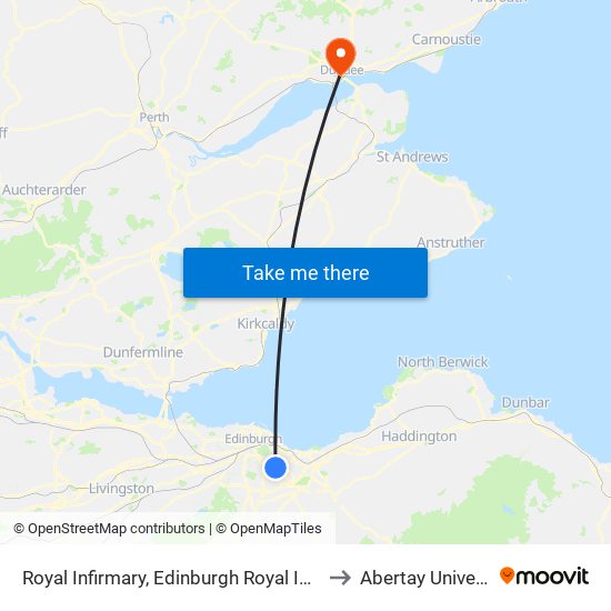 Royal Infirmary, Edinburgh Royal Infirmary to Abertay University map