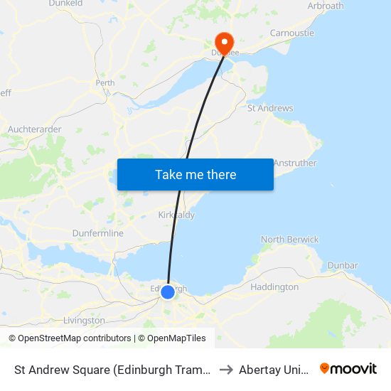 St Andrew Square (Edinburgh Trams), Edinburgh to Abertay University map