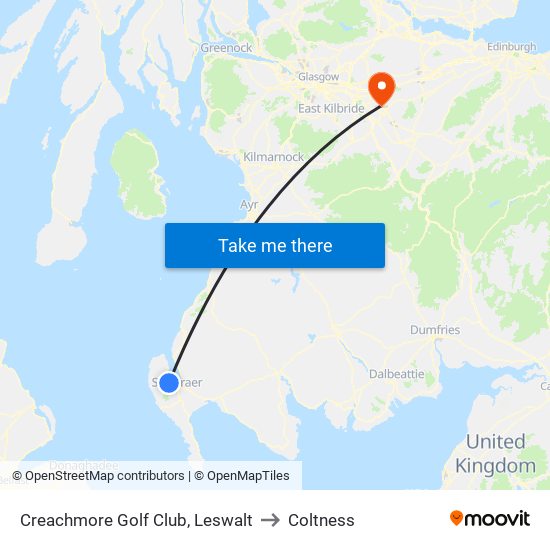 Creachmore Golf Club, Leswalt to Coltness map