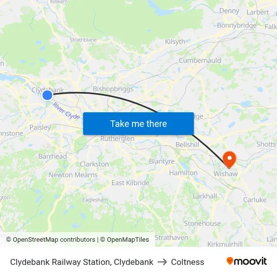 Clydebank Railway Station, Clydebank to Coltness map