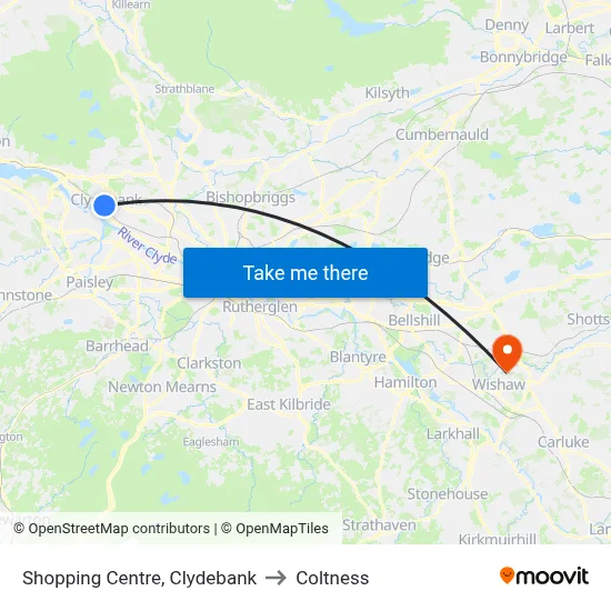 Shopping Centre, Clydebank to Coltness map