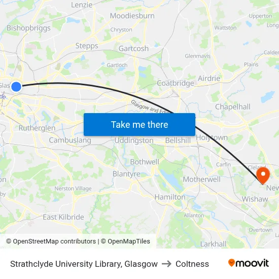 Strathclyde University Library, Glasgow to Coltness map