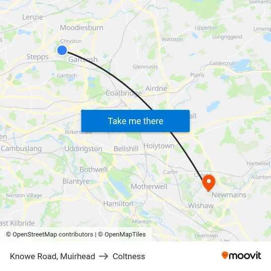 Knowe Road, Muirhead to Coltness map