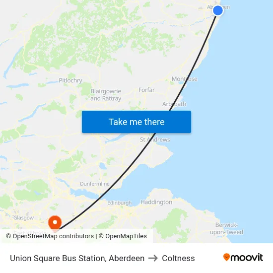 Union Square Bus Station, Aberdeen to Coltness map
