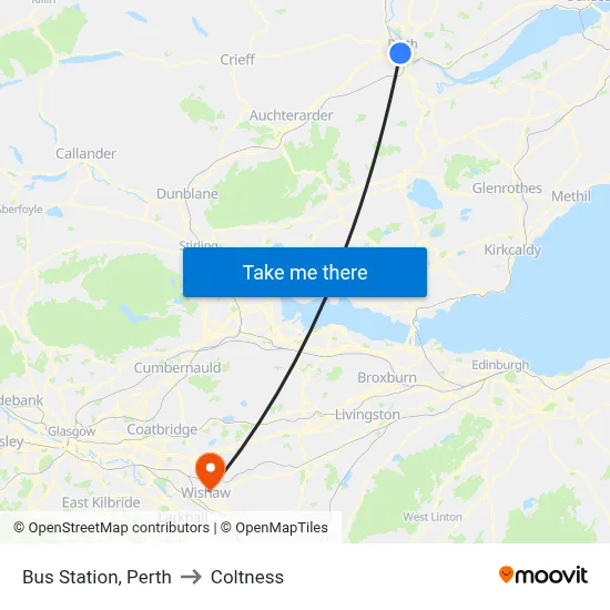 Bus Station, Perth to Coltness map