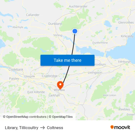 Library, Tillicoultry to Coltness map