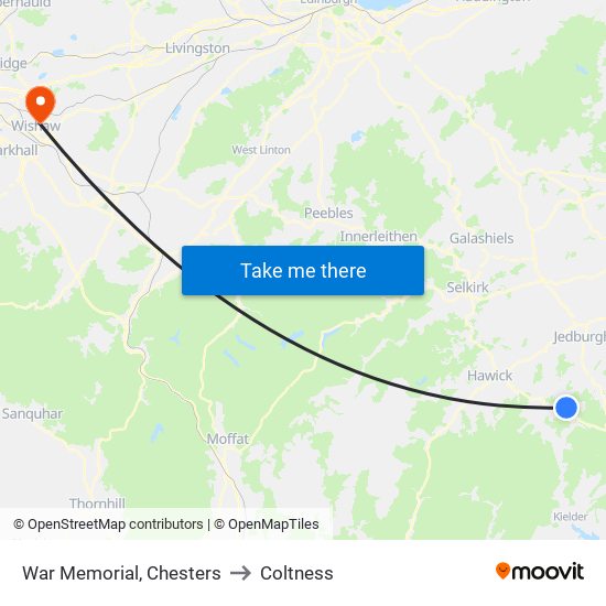 War Memorial, Chesters to Coltness map