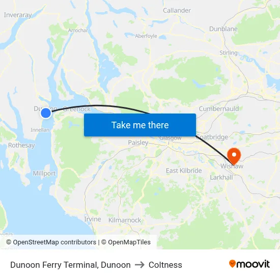 Dunoon Ferry Terminal, Dunoon to Coltness map