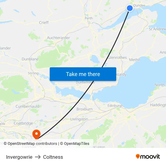 Invergowrie to Coltness map