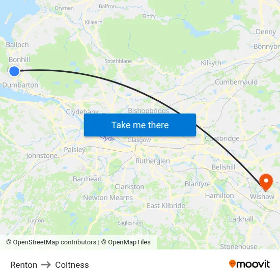 Renton to Coltness map