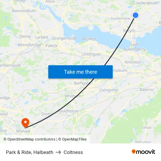 Park & Ride, Halbeath to Coltness map