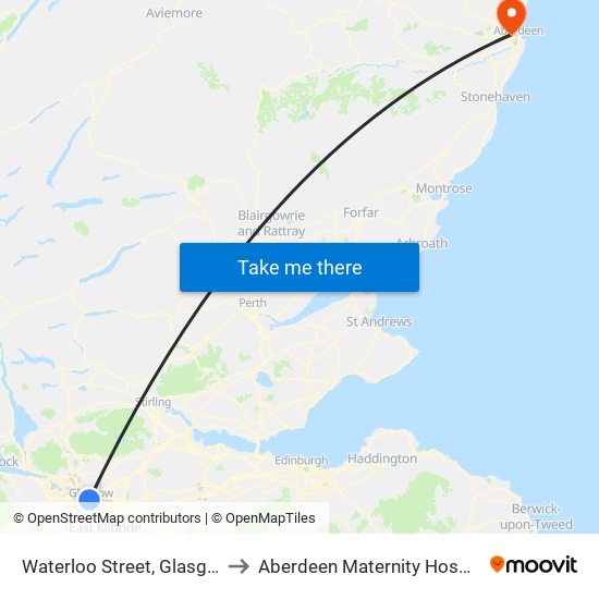 Waterloo Street, Glasgow to Aberdeen Maternity Hospital map