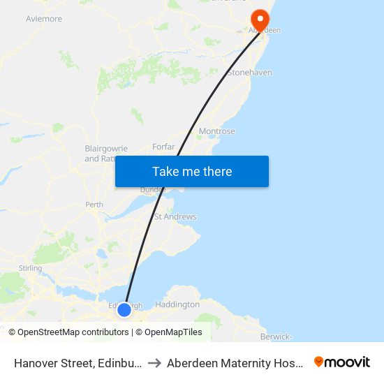 Hanover Street, Edinburgh to Aberdeen Maternity Hospital map
